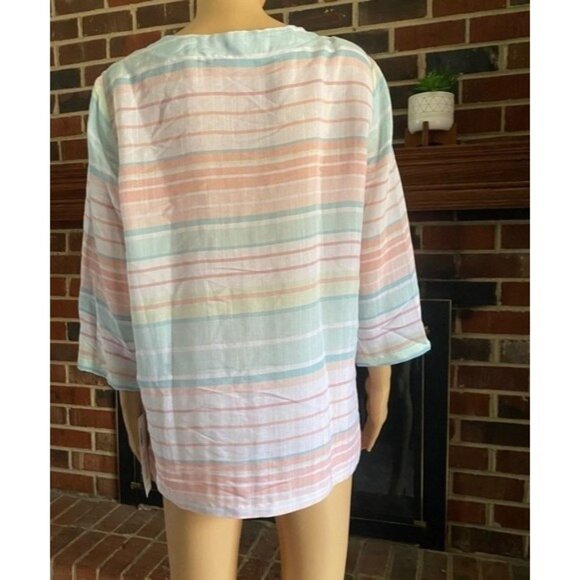 Alfred Dunner Women's round neck striped shirt drawstring front size S New - Picture 9 of 9